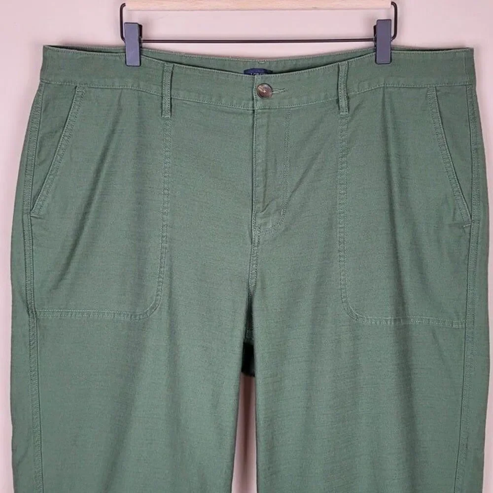 J. Crew Size 18 Cotton Camp Pants High Rise Crop Utility Green
